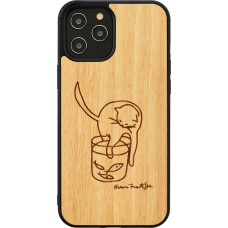 Man&Wood case for iPhone 12/12 Pro cat with red fish