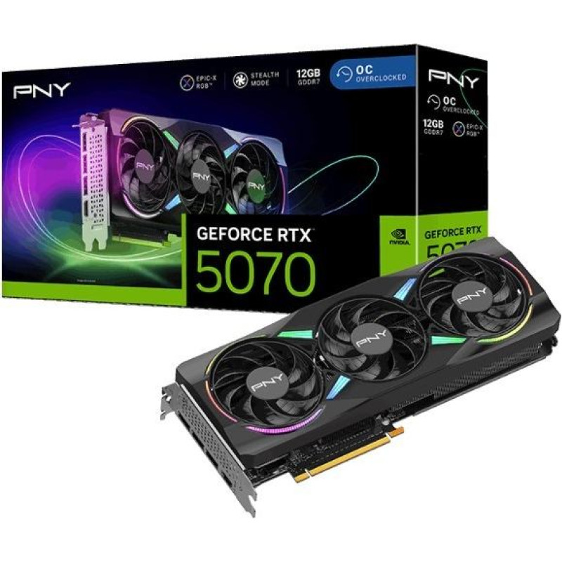 PNY Karta graficzna geforce rtx5070 oc argb 3f 12gb 192-bit 672gb/s
