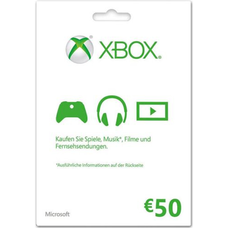 Microsoft Xbox Gift Card Code 50 EUR dāvanu karte