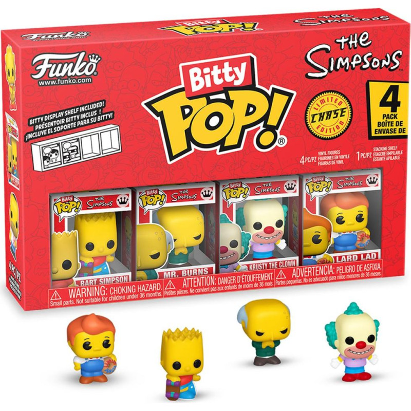 Funko Bitty Pop! 4-Pack: The Simpsons - Bart Simpson, Mr. Burns, Krusty The Clown, Lard Lad Vinyl Figures