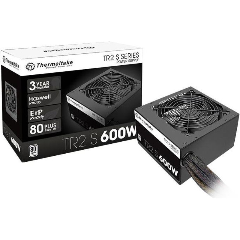 Thermaltake Zasilacz tr2 s black 600w (80+ 230v eu, 2xpeg, 120mm, single rail)