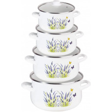 Domik Zestaw garnków 8 elementów emalia lawenda do-5005