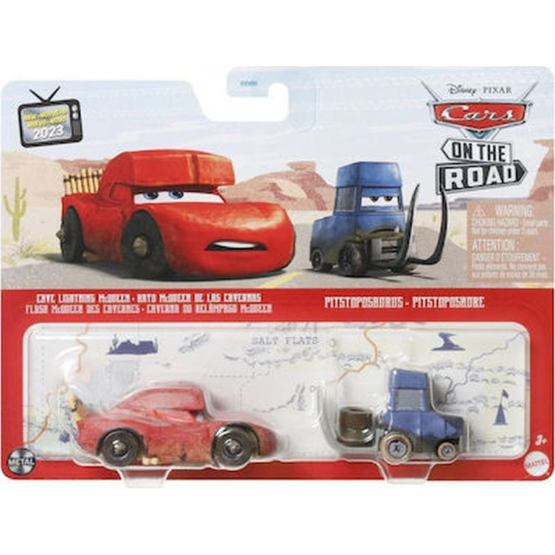 Mattel Disney Pixar: Cars On the Road - Cave Lightning McQueen  Pitstoposaurus (Set of 2) (HLH63)