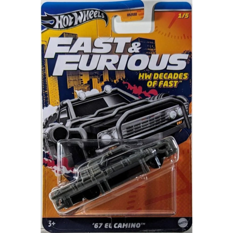 Mattel Hot Wheels Fast  Furious: HW Decades of Fast - 67 El Camino Vehicle (HRW41)