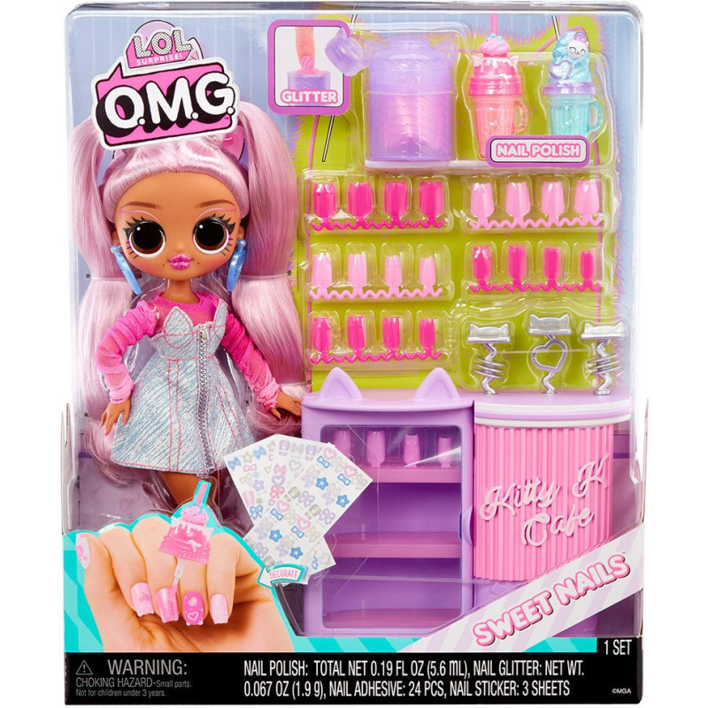 MGA L.O.L. Surprise!: O.M.G. Sweet Nails™ - Kitty K Café Doll (503859-EUC)