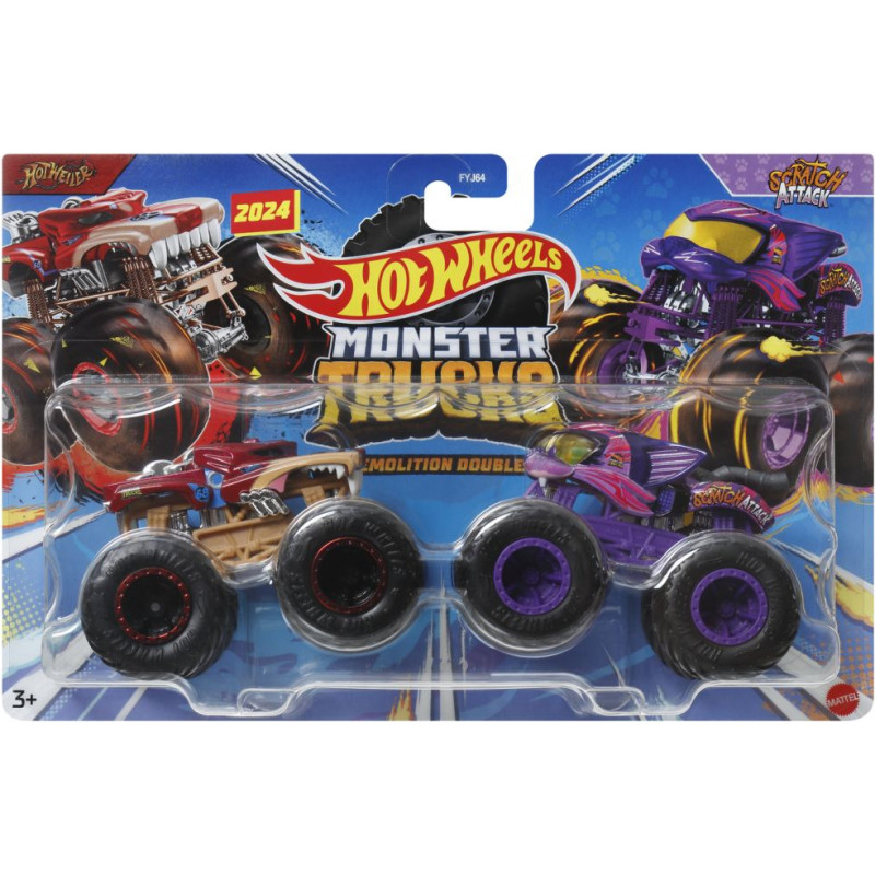 Mattel Hot Wheels Monster Trucks: Demolition Doubles - Hotweiler VS Scratch Attack (HWN66)