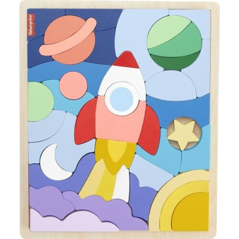 Mattel Fisher-Price - Wooden Space Blocks Puzzle (HXY42)