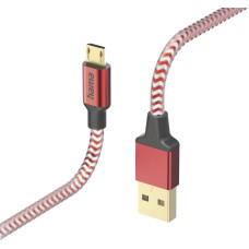 Hama 00201556 Reflective Charging Cable, USB-A - Micro-USB 1.5m Nylon red