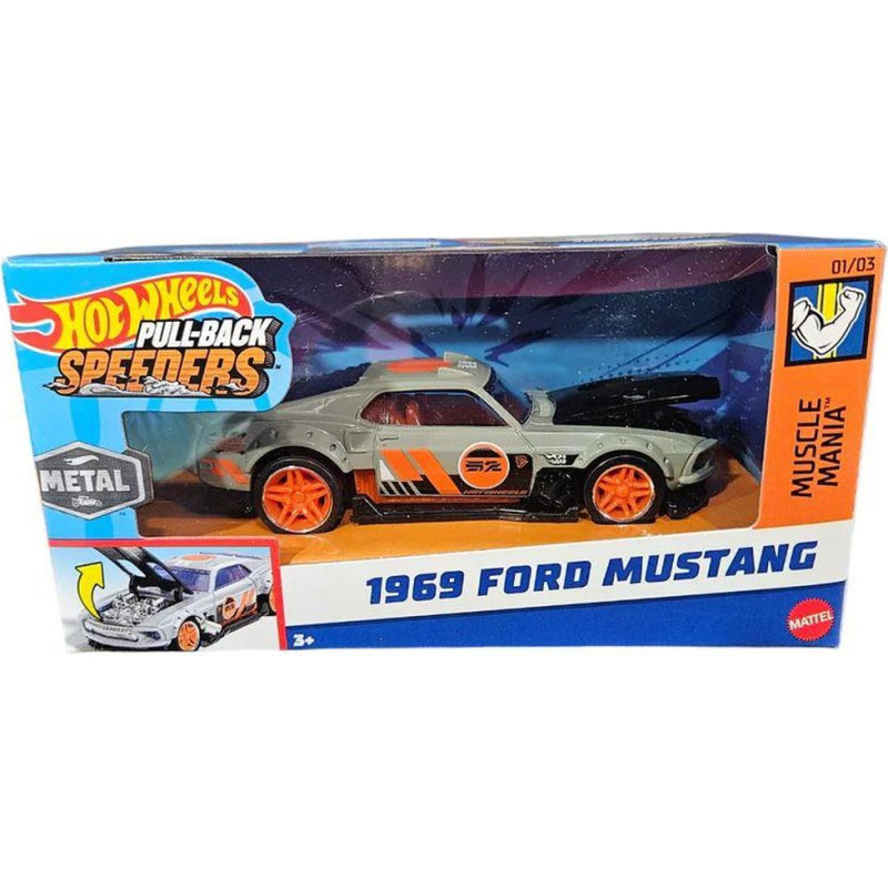 Mattel Hot Wheels: Pull-Back Speeders - 1969 Ford Mustang (1:43) (HWH33)