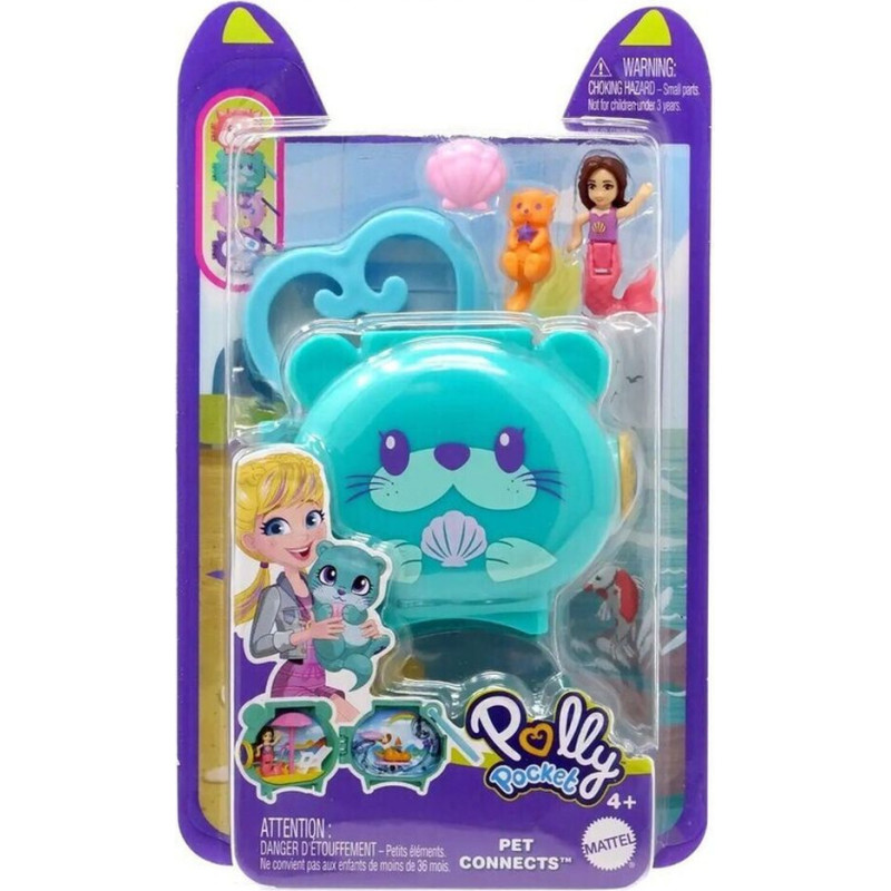 Mattel Polly Pocket Mini: Pet Connects - Otter Compact Playset (HKV48)