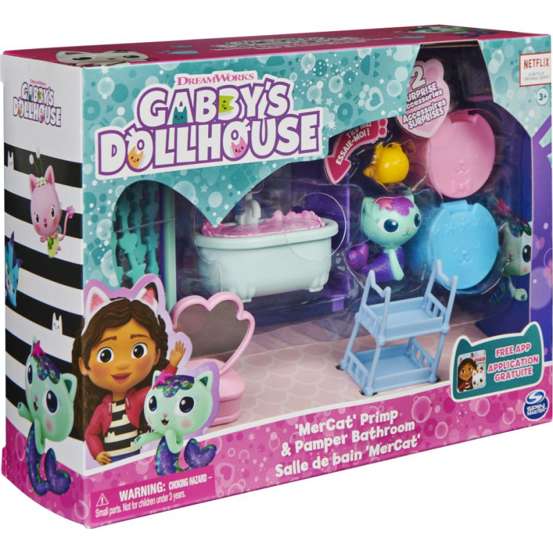 Spin Master Gabbys Dollhouse: MerCat Primp  Pamper Bathroom Deluxe Room Set (6062036)