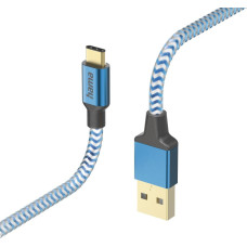 Hama 00201558 Reflective Charging Cable, USB-A - USB-C 1.5m Nylon blue