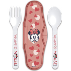 Stor : Minnie Mouse Heart Full - Toddler 2 Pcs PP Traveling Spoons (10766)