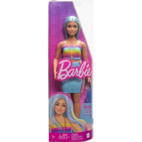 Mattel Barbie Doll - Fashionistas #218 Long Blue Hair Curvy Doll with Rainbow Top  Teal Skirt (HRH16)