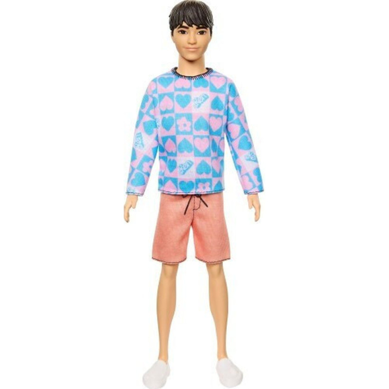 Mattel Barbie Ken Doll - Fashionistas #219 with Pink and Blue Heart Patterened Shirt (HRH24)