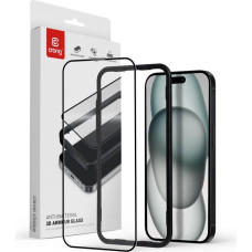 Crong Szkło hartowane anti-bacterial 3d armour glass 9h na cały ekran iphone iphone 16 plus / iphone 15 plus z ramką instalacyjną