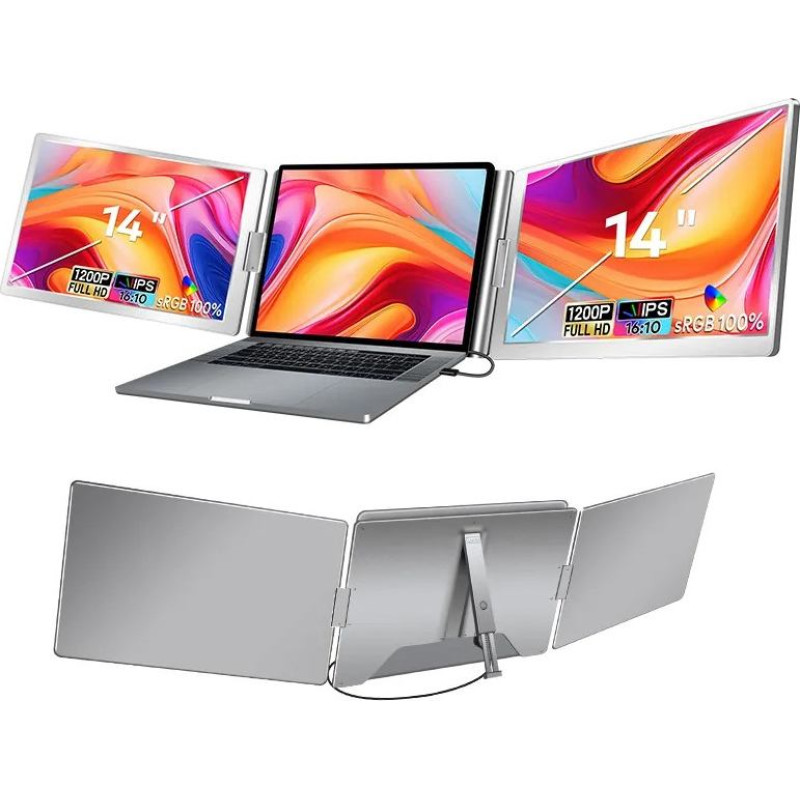 Extralink Przenośne monitory do laptopa smart life s688 14'', 2 monitory  ips,1920x1200