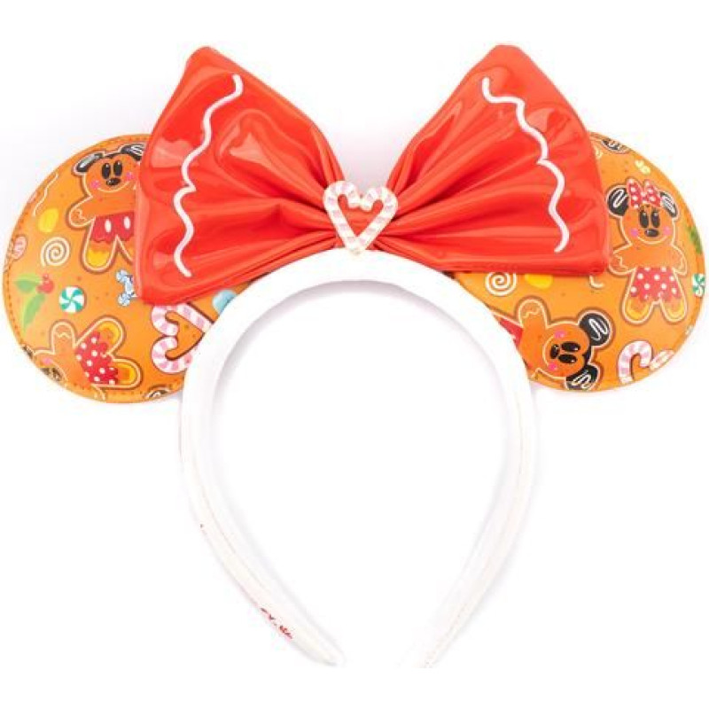 Loungefly : Disney Ginger Bread Aop Patent Bow Heart Headband (WDHB0094)