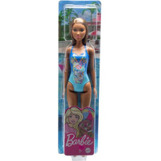 Mattel Barbie Doll Beach - Dark Skin Doll with Flowers Blue Swimsuit (HDC51)