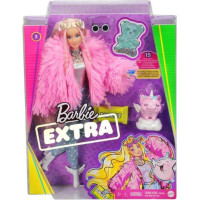 Mattel Barbie Extra: Doll with Fluffy Pink Jacket with Pet Unicorn Pig (GRN28)