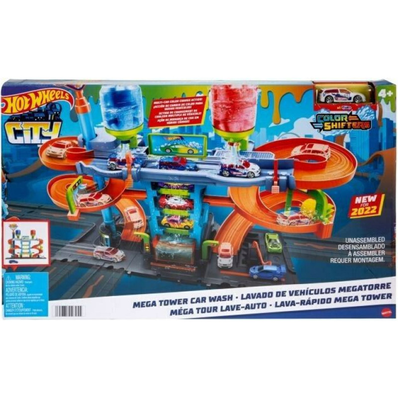 Mattel Hot Wheels City: Mega Tower Car Wash Color Shifters Playset (HDP05)