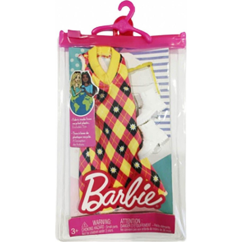 Mattel Barbie: Fashion Pack Diamond Pattern Dress With Yellow And Pink (HJT17)