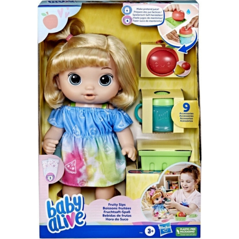 Hasbro Baby Alive: Fruity Sips Apple Blonde Hair Doll (F7356)