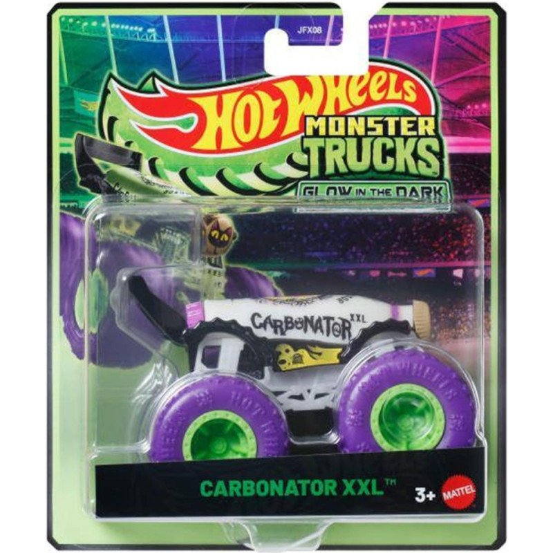 Mattel Hot Wheels: Monster Trucks Glow In The Dark - Carbonator XXL Vehicle (JFX17)