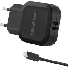 Qoltec Ładowarka sieciowa 17w | 5v | 3.4a | 2xusb + kabel usb typc