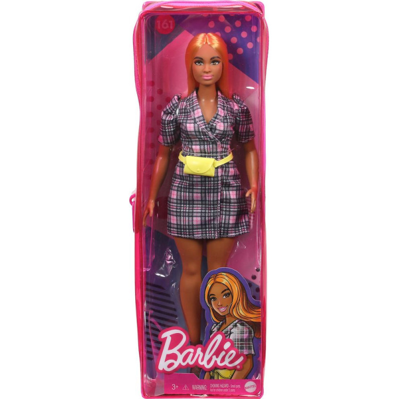 Mattel Barbie Doll - Fashionistas #161 - Puff Sleeve Plaid Blazer Dress Curvy Doll (GRB53)