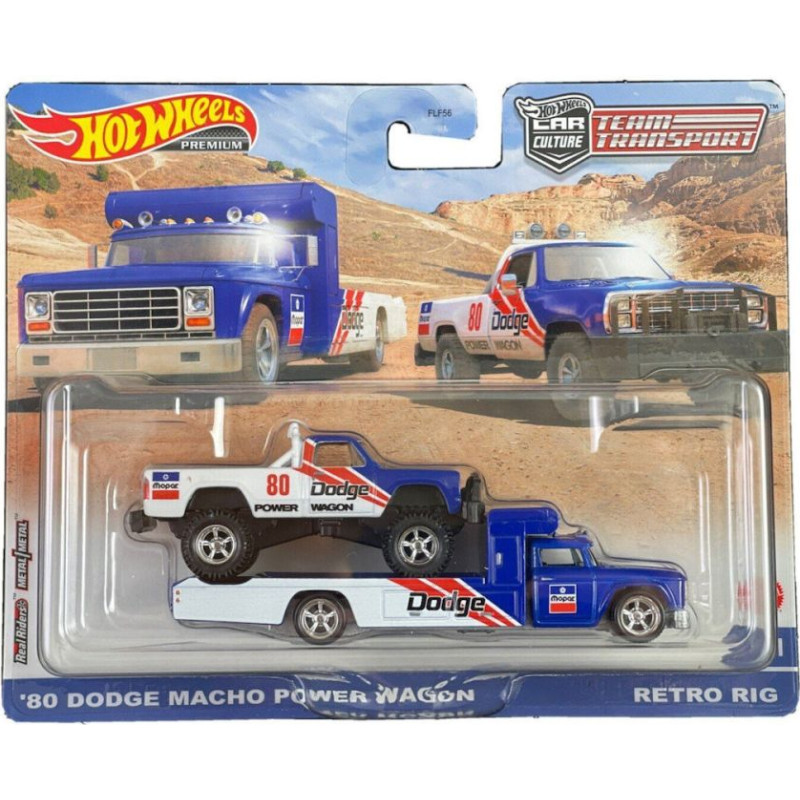 Mattel Hot Wheels: Premium Car Culture Team Transport - 80 Dodge Macho Power Wagon  Retro Rig (HKF38)