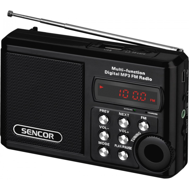 Sencor Srd 215 b kieszonkowe radio mp3,usb, slot na kartę sd bateria litowa do 10 godzin