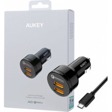 Aukey Cc-t8 ultraszybka ładowarka samochodowa 2xusb quick charge 3.0 6a 36w