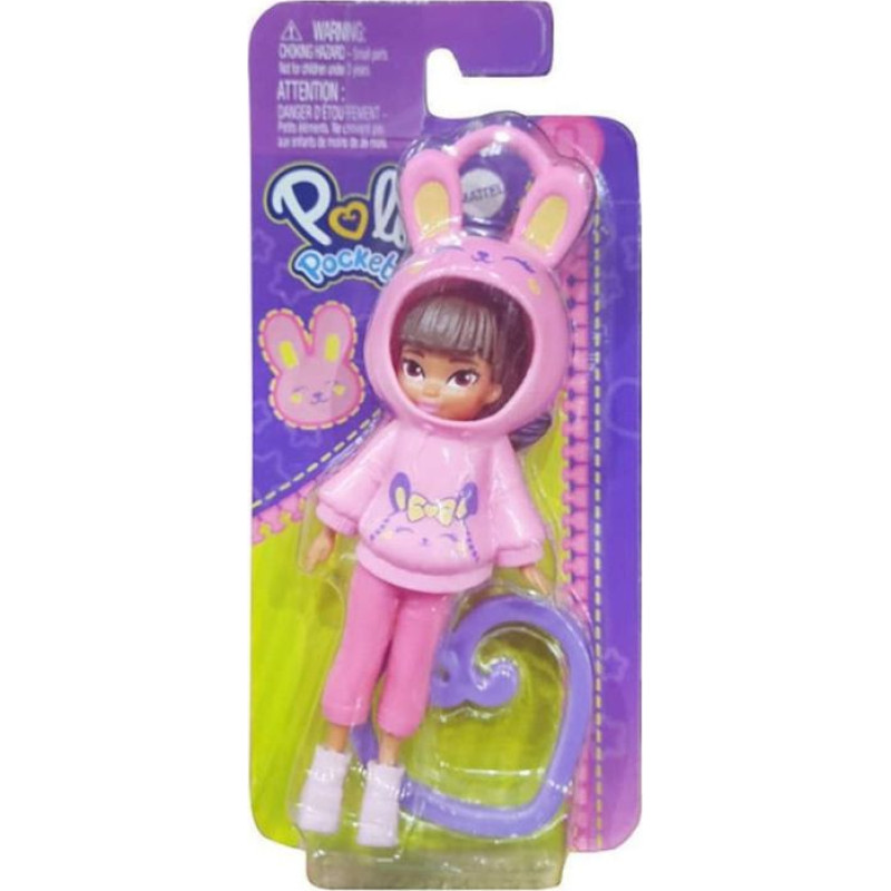 Mattel Polly Pocket: Friend Clips Doll with Hoodie Bunny (HRD63)