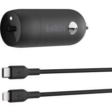 Belkin Ładowarka samochodowa belkin boostcharge 30w usb-c car charger + usb-c to lightning cable black