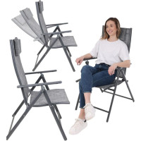 GARDEN CHAIR 57x68x106CM 2xTEXTLINE 7-POSITION WITH HEADREST SET OF 2 PCS