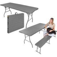 CATERING TABLE FOLDABLE INTO A SUITCASE 180x74CM MAX.100KG WOODLAND BOARD DARK GREY