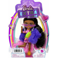 Mattel Barbie Extra Minis - Dark Skin Doll Wearing Faux Fur Coat Purple (HGP63)