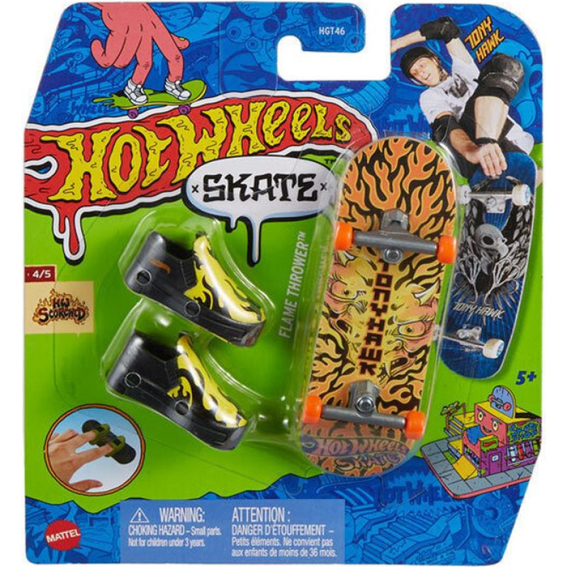 Mattel Hot Wheels Skate Fingerboard and Shoes: Tony Hawk HW Scorched - Flame Thrower (HVJ84)