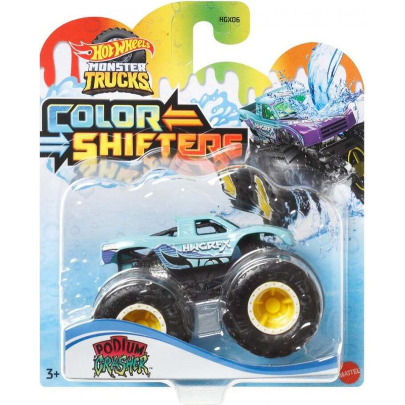 Mattel Hot Wheels: Monster Trucks Color Shifters - Podium Grasher Vehicle (HGX08)