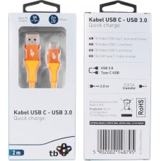 TB Kabel usb 3.0 - usb c 2m premium 3a pomarańczowy tpe