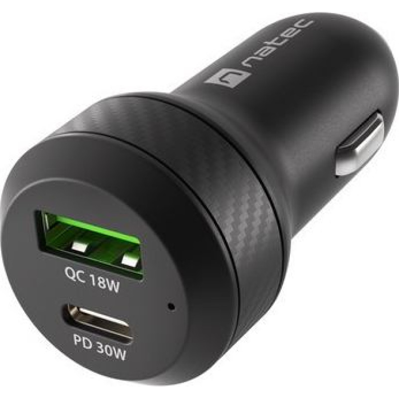 Natec Ładowarka samochodowa coney 1x usb 1x usb-c qc 3.0 48w czarna