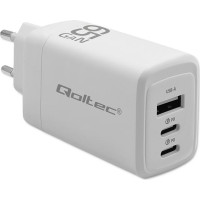 Qoltec Ładowarka sieciowa 65w gan | 5-20v | 3-3.35a | 2xusb-c pd | 1xusbqc 3.0 | biała