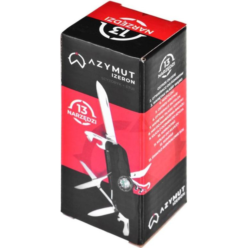 AZYMUT Izeron pocket knife - 13 tools + holster, 90 mm black (HK20017-8BL)