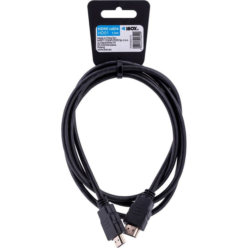 Ibox Kabel ibox fullhd hd01 1,5m 1.4v 13c+1 itvfhd0115 (hdmi m - hdmi m; 1,5m; kolor czarny)