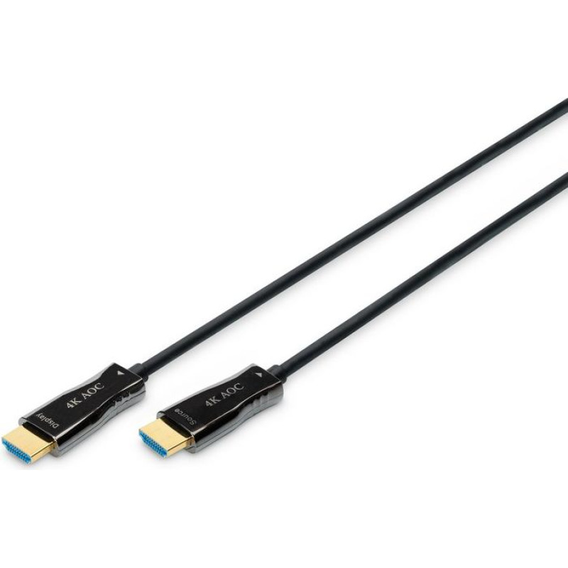 Digitus Kabel połączeniowy hybrydowy aoc hdmi 2.0 premium highspeed 4k/60hz uhd hdmi a/hdmi a m/m czarny 20m