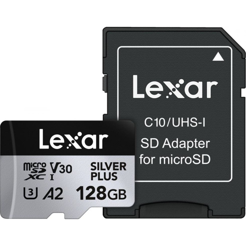 Lexar Karta pamięci microsd 128gb c10 a2 u3 v30 205/150mb/s silver plus