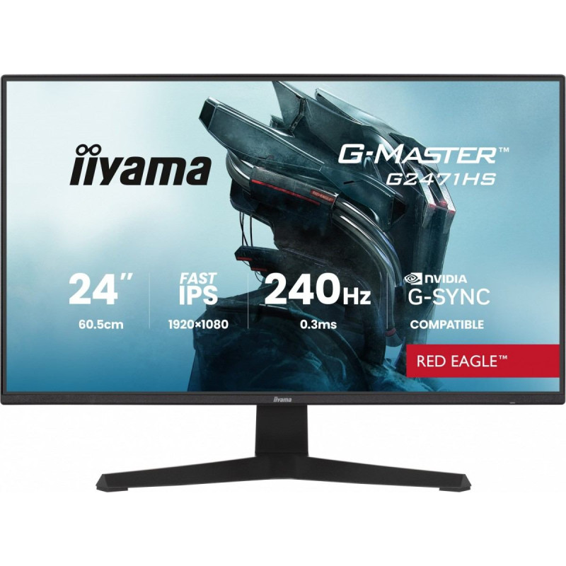 Iiyama Monitor 23,8 cala g2471hs-b1 fast ips,fhd,240hz,2xhdmi,dp, 350cd,     adaptive g-sync - 1920 x 1080 @48-240hz  displayport only