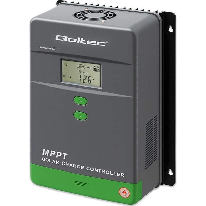 Qoltec Solarny regulator ładowania mppt z czujnikiem temperatury 50a |  12v/24v | lcd | bluetooth | app | gel | lifepo4