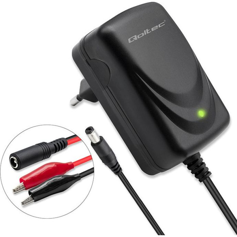 Qoltec Automatyczna ładowarka do akumulatora agm gel std 12v | 1.5a |  prostownik z sygnalizatorem led